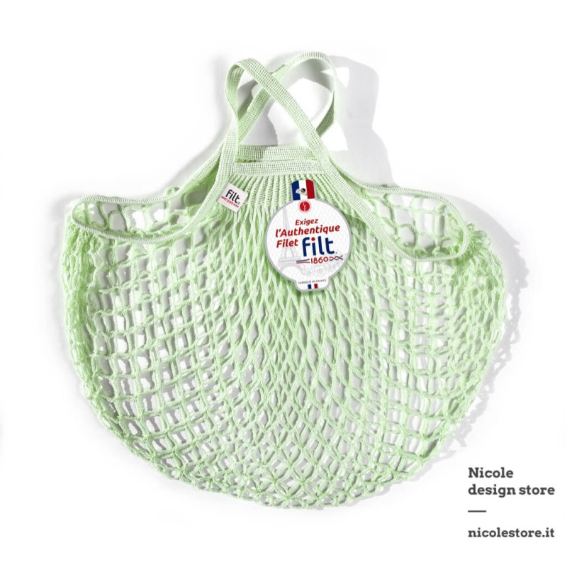 Filt 1860 elixir mint cotton mesh net shopping bag with handle Filt 1860 elixir mint cotton mesh net shopping bag with handle
