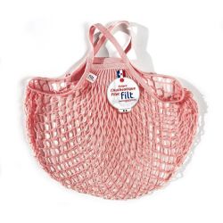 Filt 1860 rose layette pink cotton mesh net shopping bag with handle