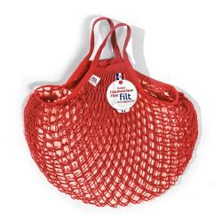 Filt 1860 rouge anemone red cotton mesh net shopping bag with handle