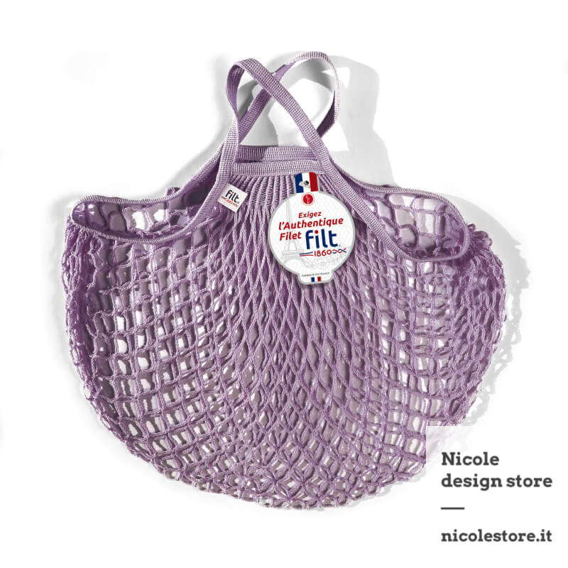 Borsa a rete in cotone con manico a mano thé à la rose Filet Filt 1860 Borsa a rete in cotone con manico a mano thé à la rose Filet Filt 1860