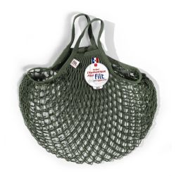 Borsa a rete in cotone con manico a mano verde kaki Filet Filt 1860