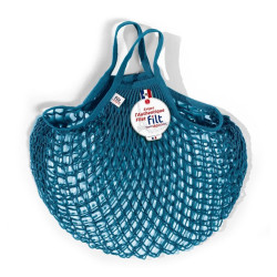 Filt 1860 aquarius blue cotton mesh net shopping bag with handle