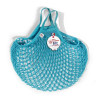 Filt 1860 turquoise bleu joyau cotton mesh net shopping bag with handle