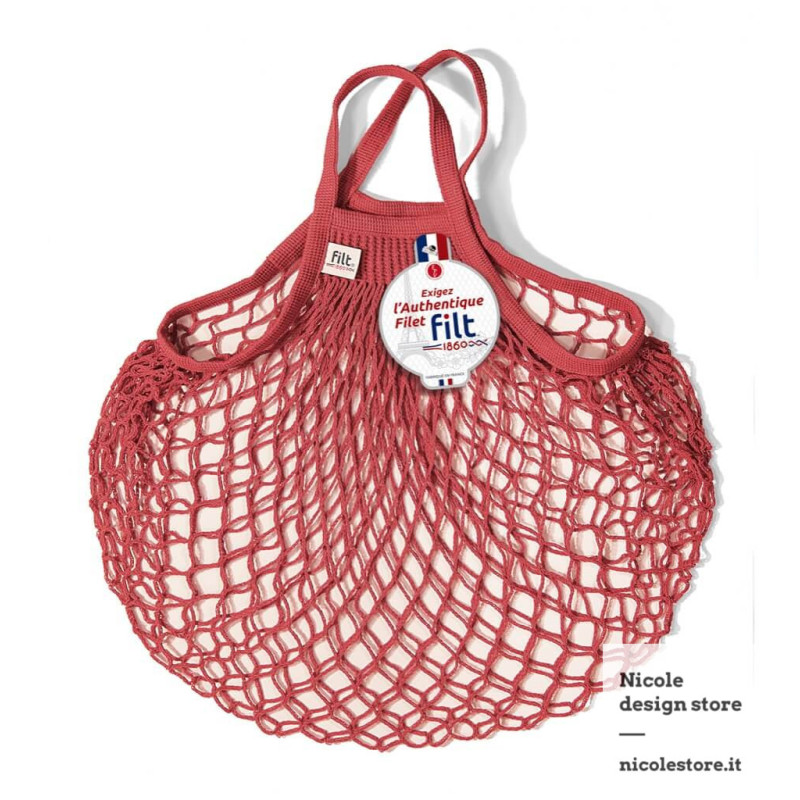 Filt 1860 brick red brique cotton mesh net shopping bag with handle Filt 1860 brick red brique cotton mesh net shopping bag with handle