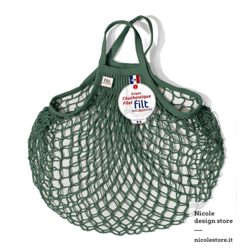 Filt 1860 forest green forêt cotton mesh net shopping bag with handle Filt 1860 forest green forêt cotton mesh net shopping bag with handle
