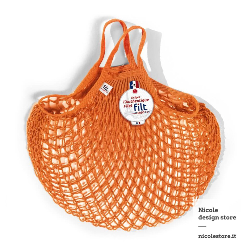 Filt 1860 aztec orange aztéque cotton mesh net shopping bag with handle Filt 1860 aztec orange aztéque cotton mesh net shopping bag with handle
