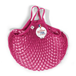 Filt 1860 raspberry pink cotton mesh net shopping bag with handle