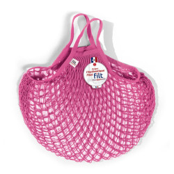 Filt 1860 sorbet pink cotton mesh net shopping bag with handle