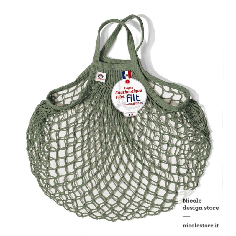 Filt 1860 scout dark green cotton mesh net shopping bag with handle Filt 1860 scout dark green cotton mesh net shopping bag with handle