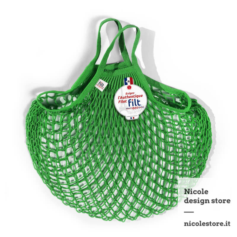 Borsa a rete in cotone con manico a mano verde lattuga vert laitue Filt 1860 Borsa a rete in cotone con manico a mano verde lattuga vert laitue Filt 1860