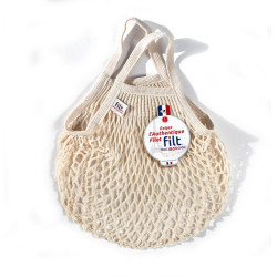 Filt 1860 ecru small cotton mesh net shopping bag with handle