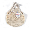 Filt 1860 ecru small cotton mesh net shopping bag with handle
