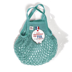 Filt 1860 aquablue small cotton mesh net shopping bag with handle