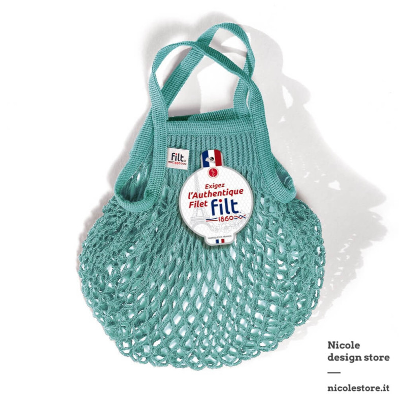 Filt 1860 aquablue small cotton mesh net shopping bag with handle Filt 1860 aquablue small cotton mesh net shopping bag with handle