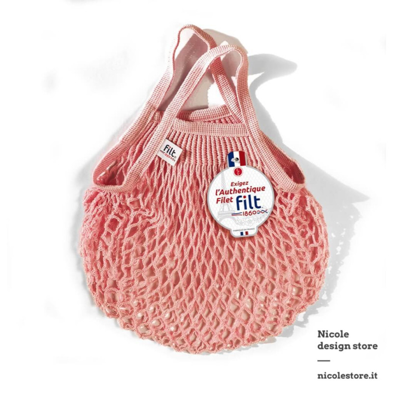 Filt 1860 baby rose layette small cotton mesh net shopping bag with handle Filt 1860 baby rose layette small cotton mesh net shopping bag with handle
