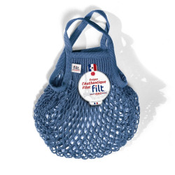 Filt 1860 blue jeans bleu jean small cotton mesh net shopping bag with handle
