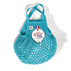 Borsa a rete piccola in cotone turchese bleu joyau Filt 1860