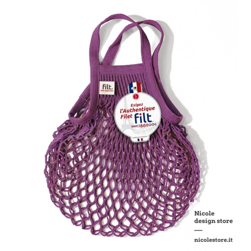 Filt 1860 byzantine violet small cotton mesh net shopping bag with handle Filt 1860 byzantine violet small cotton mesh net shopping bag with handle