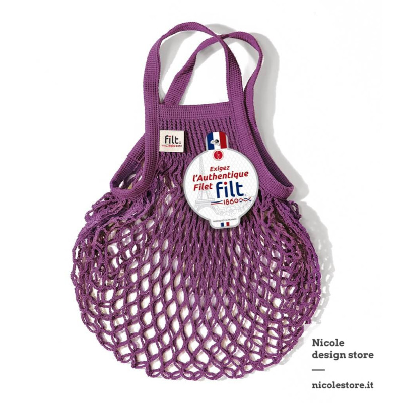 Filt 1860 byzantine violet small cotton mesh net shopping bag with handle