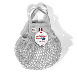 Filt 1860 gris pluie rainy grey small cotton mesh net shopping bag with handle
