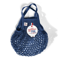 Filt 1860 bleu ink blue small cotton mesh net shopping bag with handle