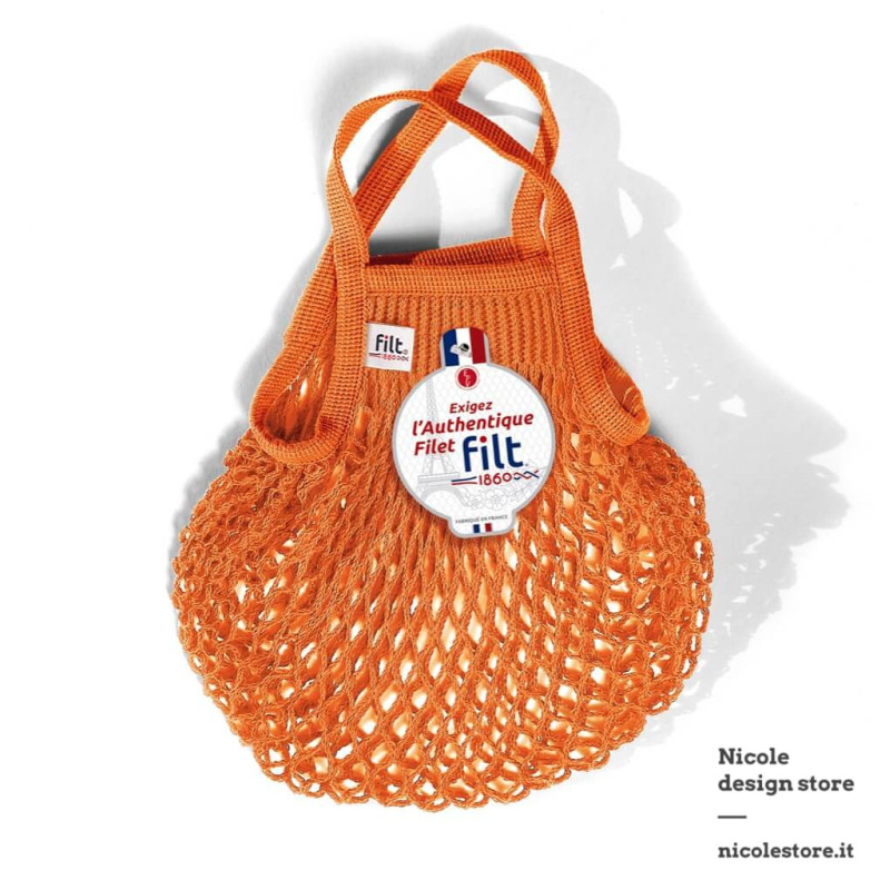 Filt 1860 aztec orange aztéque small cotton mesh net shopping bag with handle Filt 1860 aztec orange aztéque small cotton mesh net shopping bag with handle