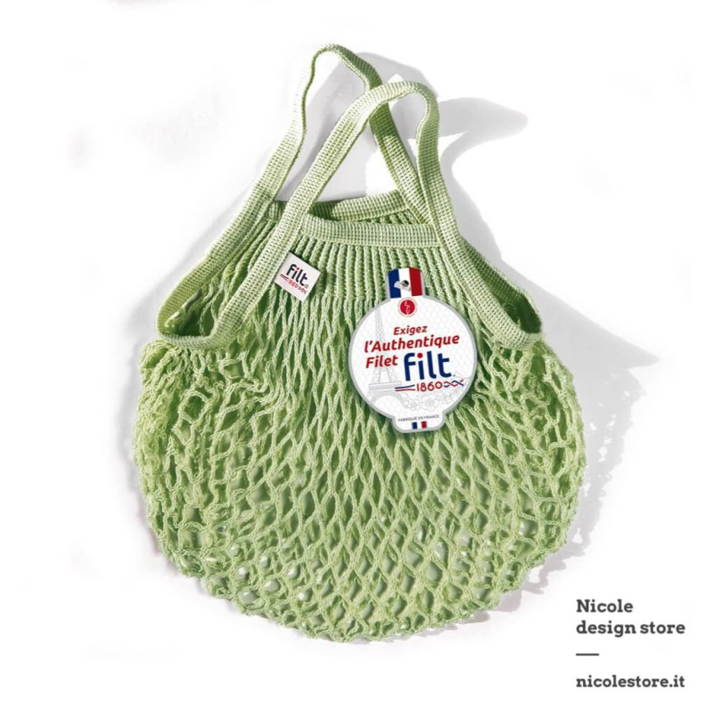Filt 1860 pergola green small cotton mesh net shopping bag with handle Filt 1860 pergola green small cotton mesh net shopping bag with handle