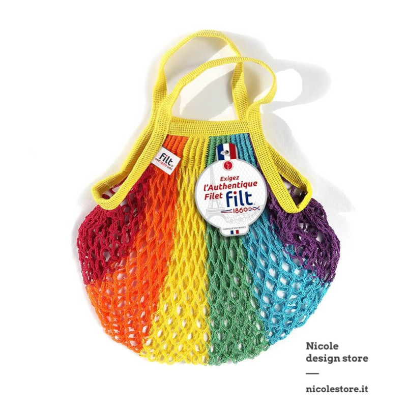 Filt 1860 rainbow small cotton mesh net shopping bag with handle Filt 1860 rainbow small cotton mesh net shopping bag with handle