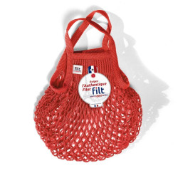 Filt 1860 rouge anémone red small cotton mesh net shopping bag with handle