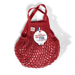 Filt 1860 rouge red small cotton mesh net shopping bag with handle
