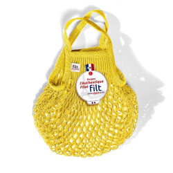 Filt 1860 sunshine yellow jaune solarium small cotton mesh net shopping bag with handle