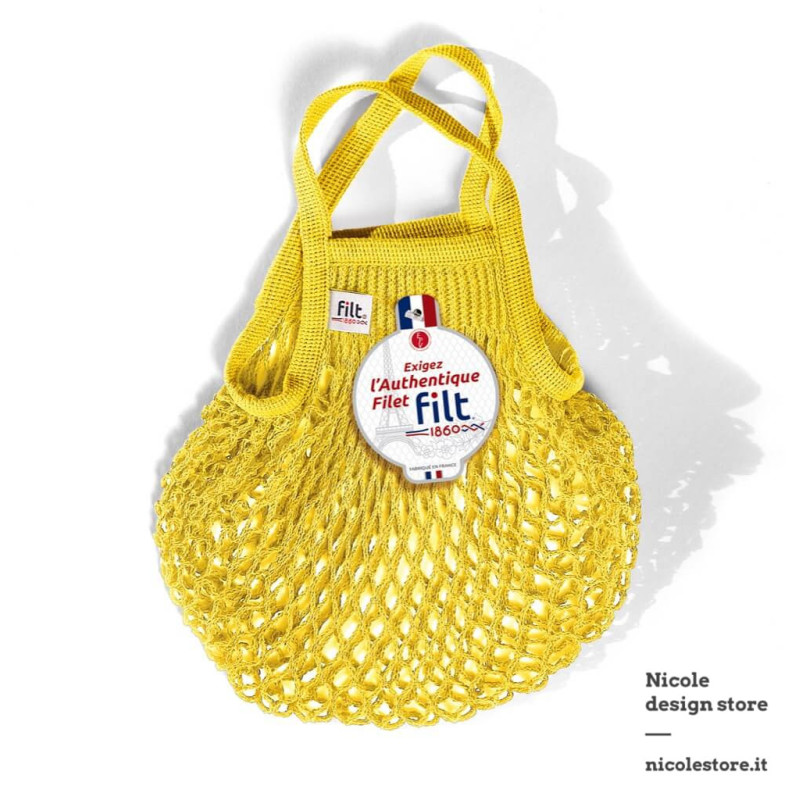 Filt 1860 sunshine yellow jaune solarium small cotton mesh net shopping bag with handle Filt 1860 sunshine yellow jaune solarium small cotton mesh net shopping bag with handle