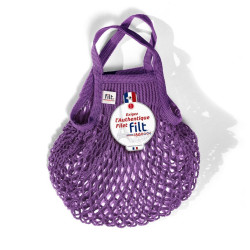 Borsa a rete piccola in cotone viola prugna violet prune Filt 1860