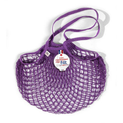 Borsa a rete in cotone con manico a mano viola prugna violet prune Filt 1860