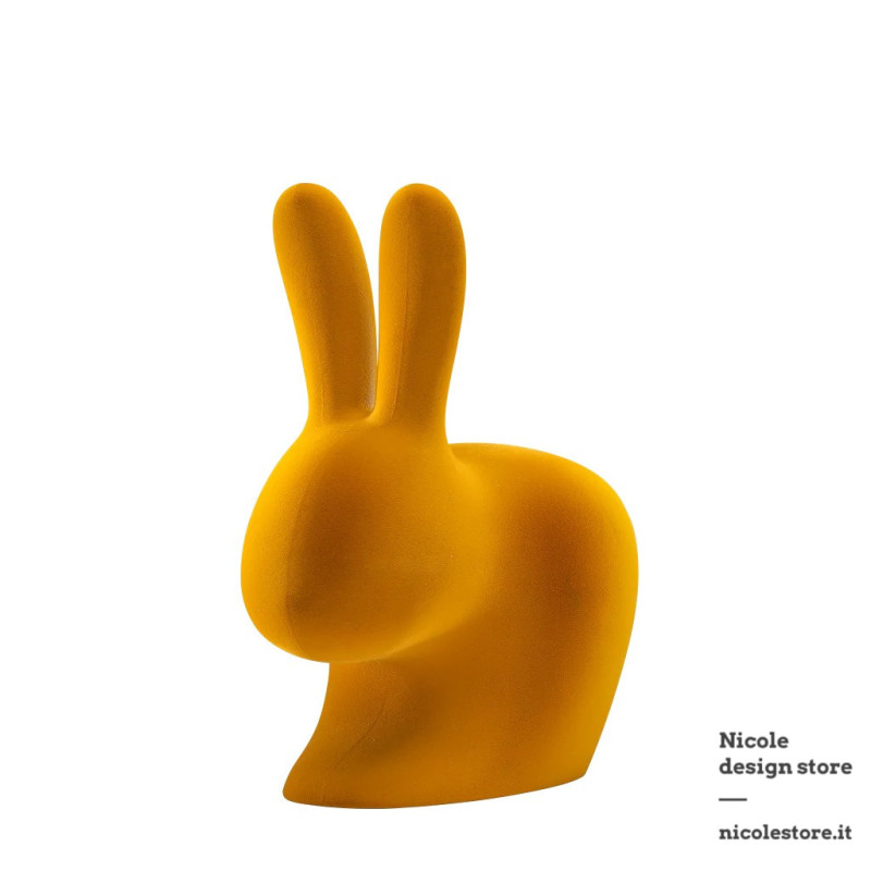 Qeeboo Rabbit Chair Velvet Finish Dark Gold