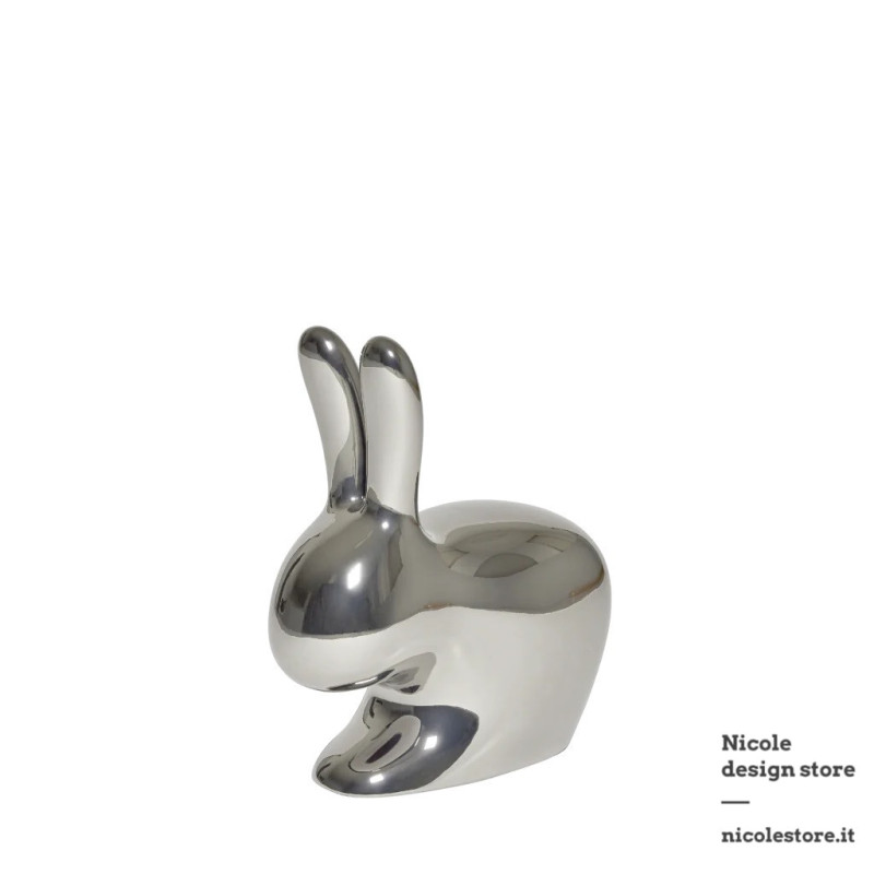 Qeeboo Rabbit Chair Baby Metal Finish Silver Qeeboo Rabbit Chair Baby Metal Finish Silver
