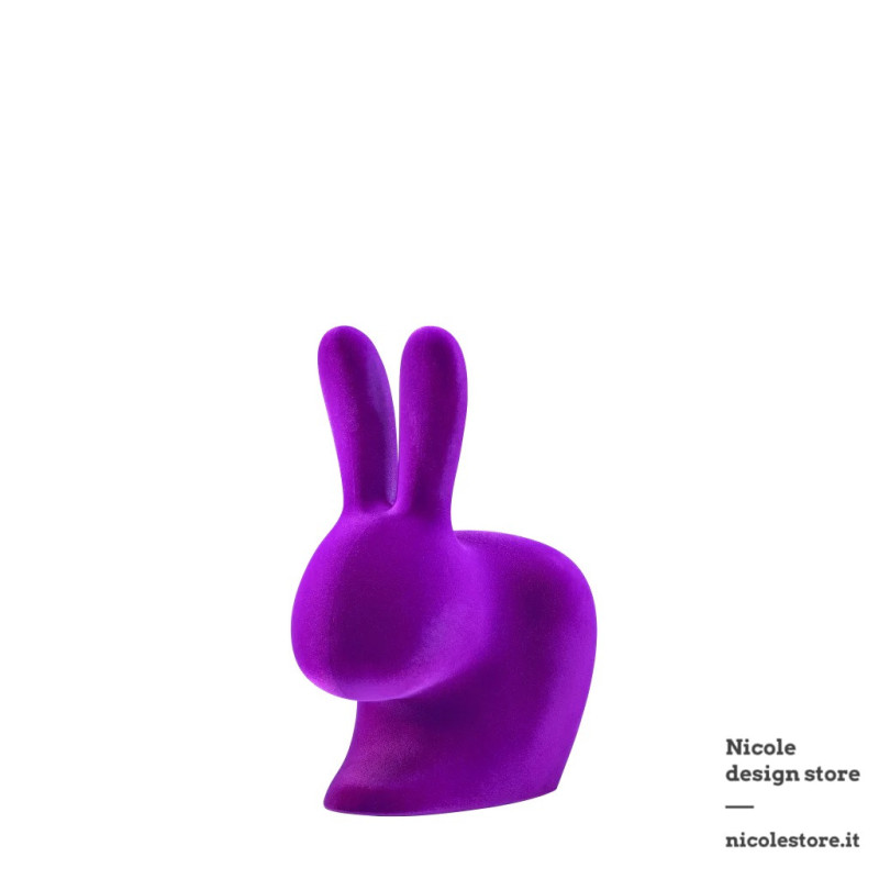 Qeeboo Rabbit Chair Baby Velvet Finish Purple