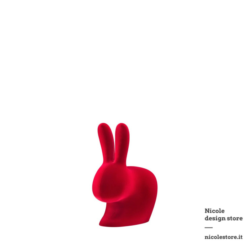 Qeeboo Rabbit XS Bookend Velvet Finish Red