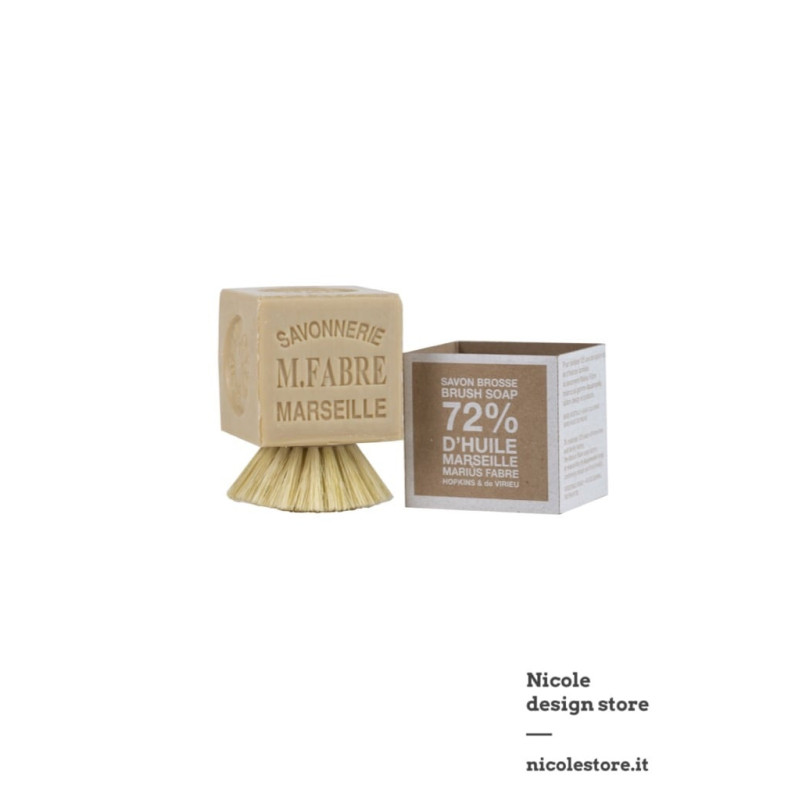 Marius Fabre cube Marseille vegetal oil soap with brush Aquamanile 125 years 200 g