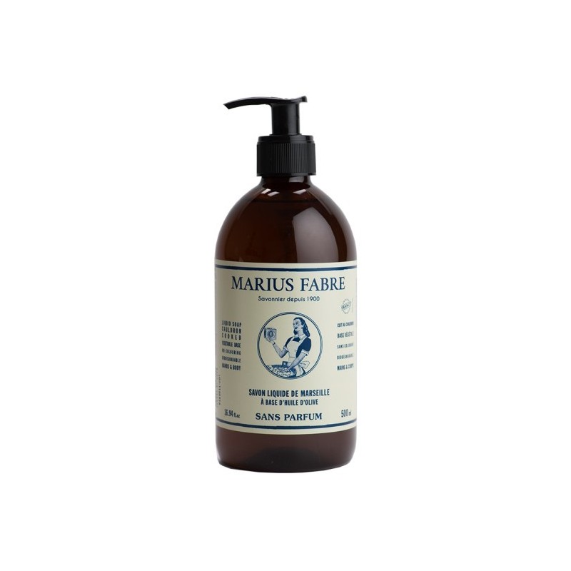 Liquid Marseille body soap Sans Parfum (500 mL & dispenser) by Marius Fabre Liquid Marseille body soap Sans Parfum (500 mL & dispenser) by Marius Fabre