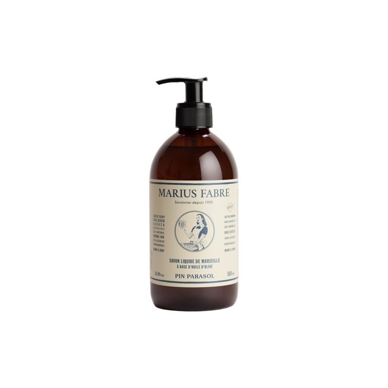 Liquid Marseille soap Umbrella Pine (500 mL & dispenser) by Marius Fabre