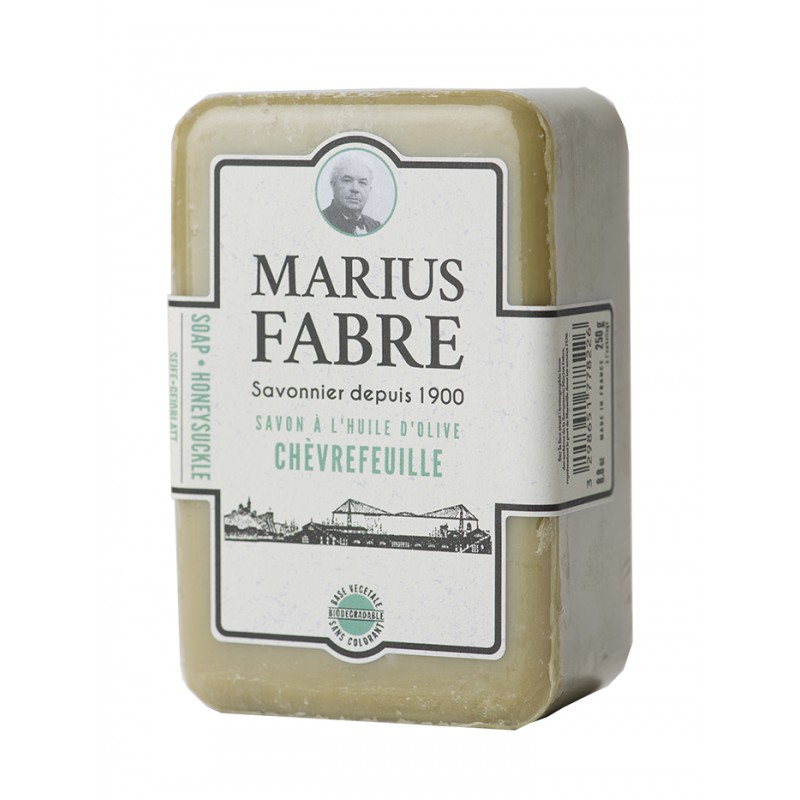 Marseille Honeysuckle perfumed pure olive oil soap (250gr) 1900 by Marius Fabre Marseille Honeysuckle perfumed pure olive oil soap (250gr) 1900 by Marius Fabre