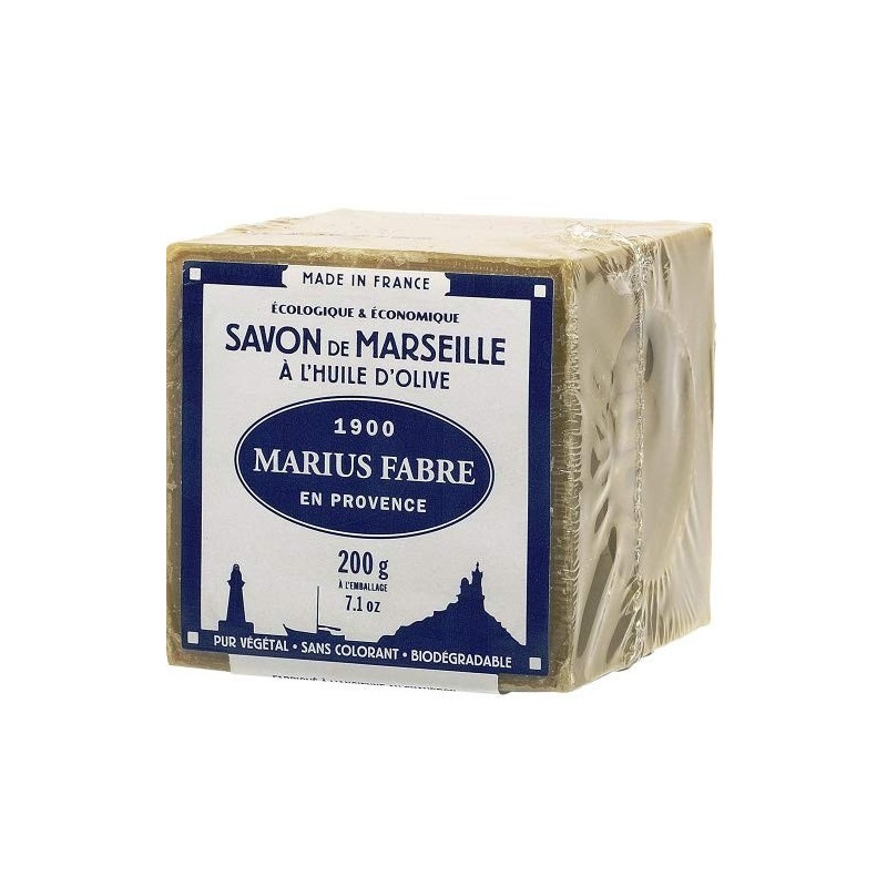 Sapone di Marsiglia extra puro 72%  all'Olio d'Oliva in Cubo da 200gr  NATURE by  Marius Fabre