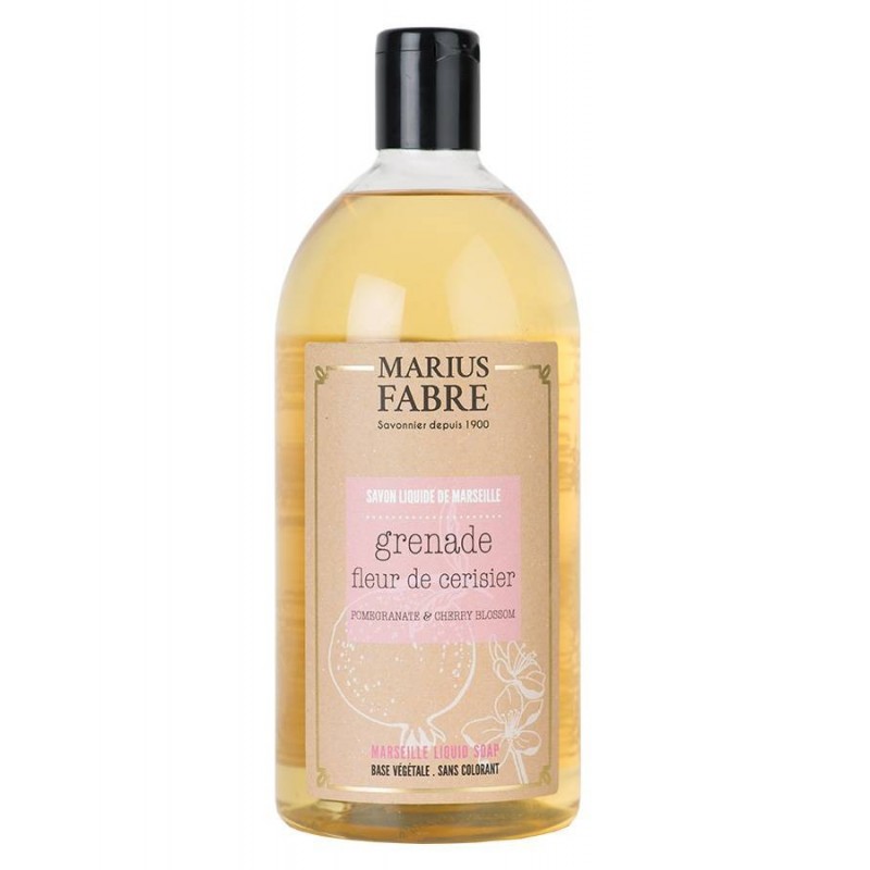 Marseille liquid soap Cherry blossom and Pomegranate flavoured (1L) Le Bien-être by Marius Fabre Marseille liquid soap Cherry blossom and Pomegranate flavoured (1L) Le Bien-être by Marius Fabre