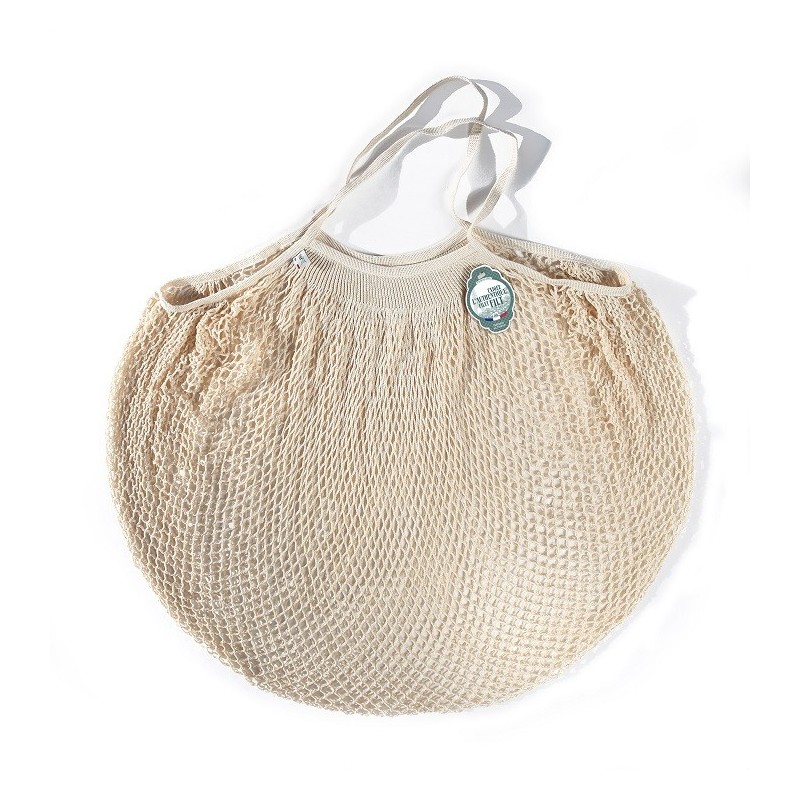 Borsa a rete grande in cotone biologico con manico a spalla ecru Filet Filt 1860 Borsa a rete grande in cotone biologico con manico a spalla ecru Filet Filt 1860