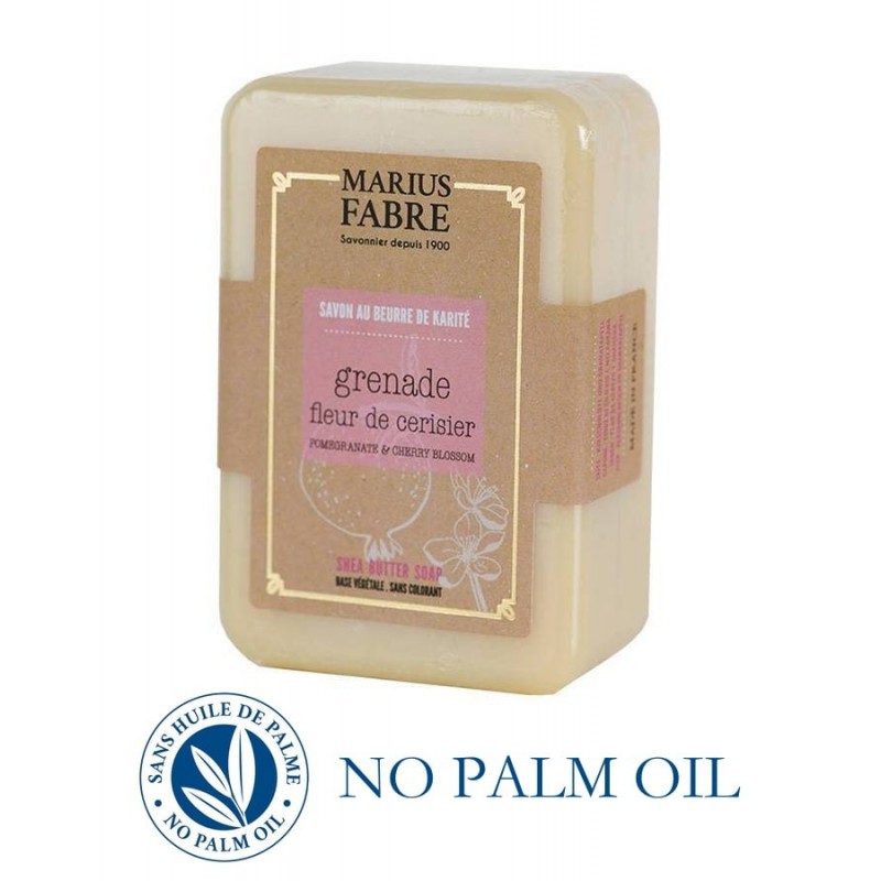 Cherry Blossom & Pomegranate perfumed pure Karité Butter oil soap (250gr) Le Bien-être by Marius Fabre