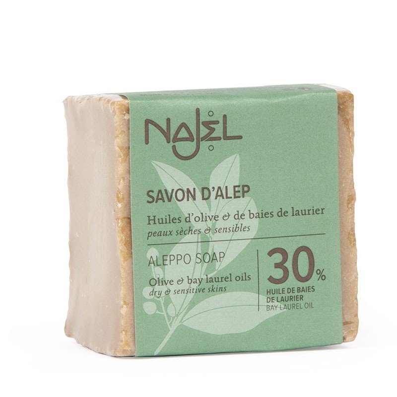 Sapone di Aleppo al 30% di Olio di Bacche d'Alloro 185 gr- Savon d'Alep 30% HBL - Najel