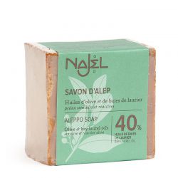 Sapone di Aleppo al 40% di Olio di Bacche d'Alloro 185 gr- Savon d'Alep 40% HBL - Najel