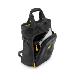 CNC tote bag black - borsa a mano e zaino nera in materiale tecnico riciclato - Crash Baggage