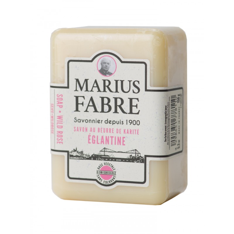 copy of Pure Marseille soap wild rose scented 150 g soap bar with shea butter 1900 by Marius Fabre